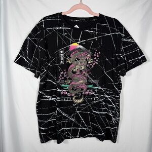 Original Gravity NWOT Black Graphic Short Sleeve T-Shirt Japanese Dragon Size XL